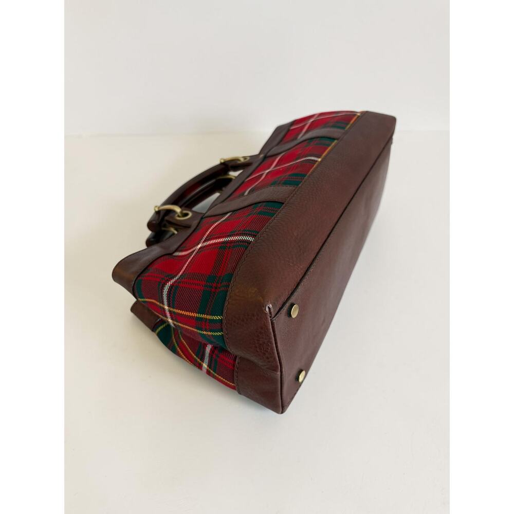 Red Burberry East West Picnic Check Bag Lucite Horn Handles - Picture 13 of 16